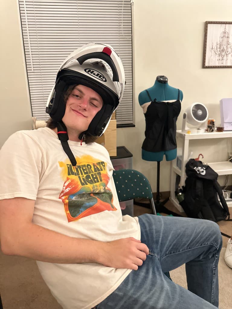 Motorcycle helmet pose