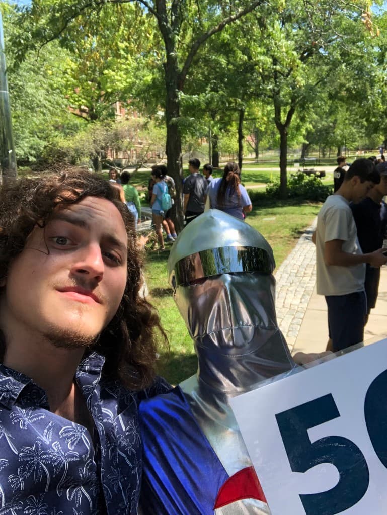 Knight costume selfie